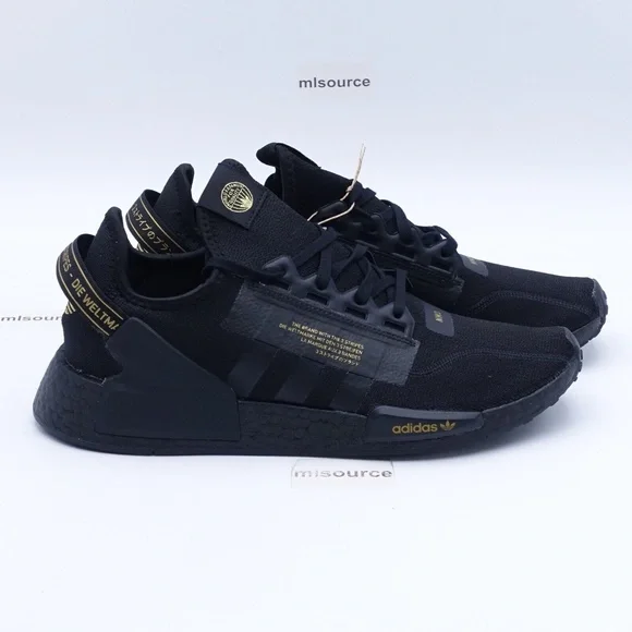 NEW adidas Originals NMD_R1 V2 Sneakers HP3251 Core Black/Gold - Picture 4 of 8